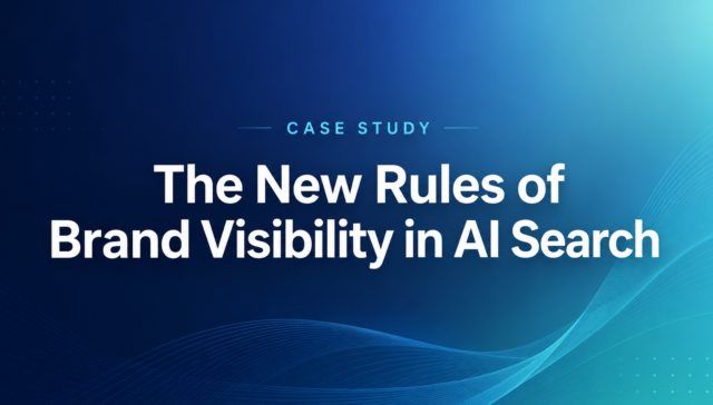 Minimal blue gradient case study cover image with the title “The New Rules of Brand Visibility in AI Search” in bold white typography.
