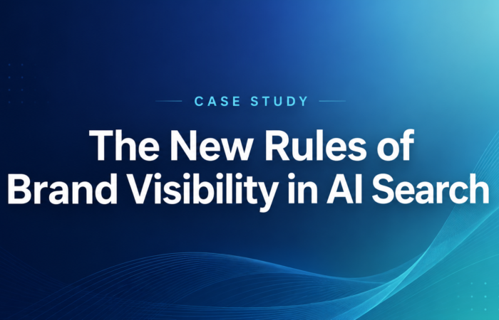 The New Rules of Brand Visibility in AI Search 5 Minimal blue gradient case study cover image with the title “The New Rules of Brand Visibility in AI Search” in bold white typography.